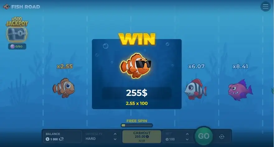 Fish Road payout example